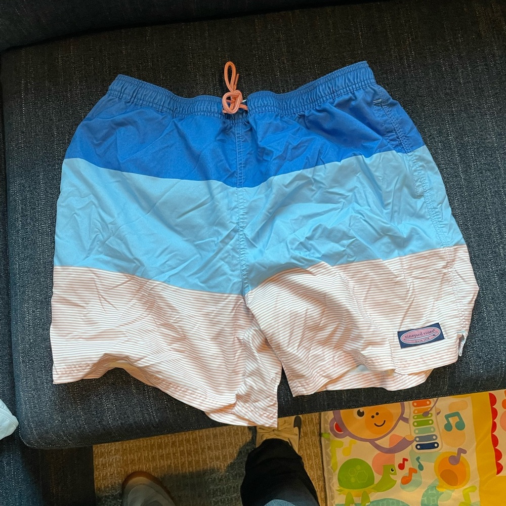 Vineyard Vines Ombre Blue and Orange Swim Trunks